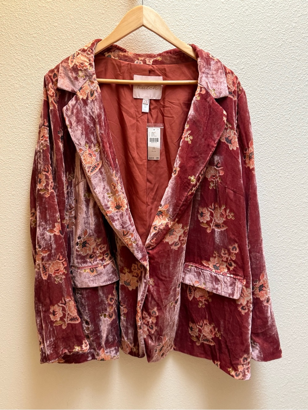 Hutch Rose Velvet Burnout Floral Blazer